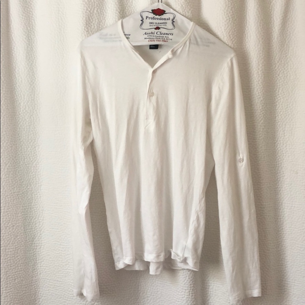 White Henley shirt
